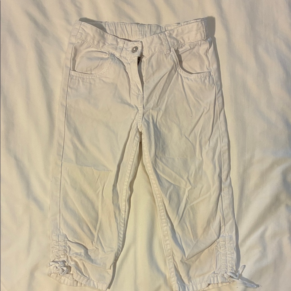 Hanna Andersson White Cotton Copped  Pants